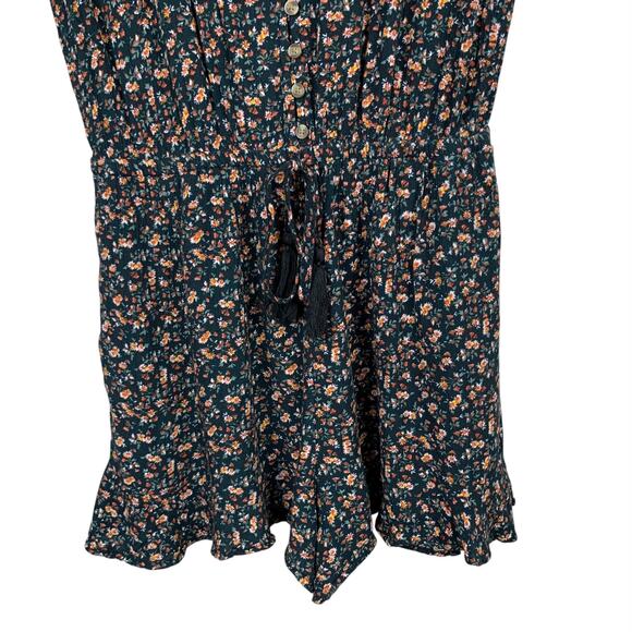 American Eagle Romper Black Floral Short Sleeve Women's M - Picture 7 of 11